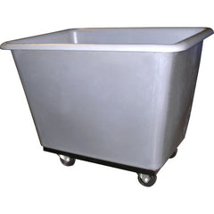 4 bushel poly-truck. Molded plastic body bolted to all-welded angle-iron frame with 3″ casters welded in a corner pattern (2-swivel, 2-rigid) - Exact Industrial Supply