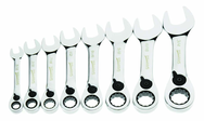 8 Piece - 12 Pt Ratcheting Stubby Combination Wrench Set - High Polish Chrome Finish SAE - 5/16 - 3/4" - A1 Tooling