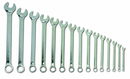 Snap-On/Williams Fractional Combination Wrench Set -- 15 Pieces; 12PT Satin Chrome; Includes Sizes: 5/16; 3/8; 7/16; 1/2; 9/16; 5/8; 11/16; 3/4; 13/16; 7/8; 15/16; 1; 1-1/16; 1-1/8; 1-1/4" - A1 Tooling