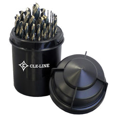 ‎1/16-1/2 RHS / RHC HSS 135 Degree Split Point Bit Barrel™ Black & Gold Jobber Length Drill Set - Black & Gold - Exact Industrial Supply