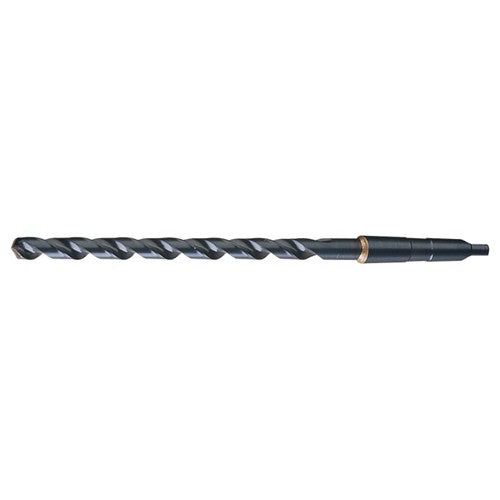 33/64 RHS / RHC HSS 118 Degree Notched Point Heavy Duty Extra Length Taper Shank Drill - Steam Oxide - Exact Industrial Supply