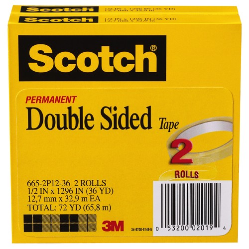 ‎Scotch Double Sided Tape 665-2P12-36 1/2″ × 1296″ 2 pk - A1 Tooling