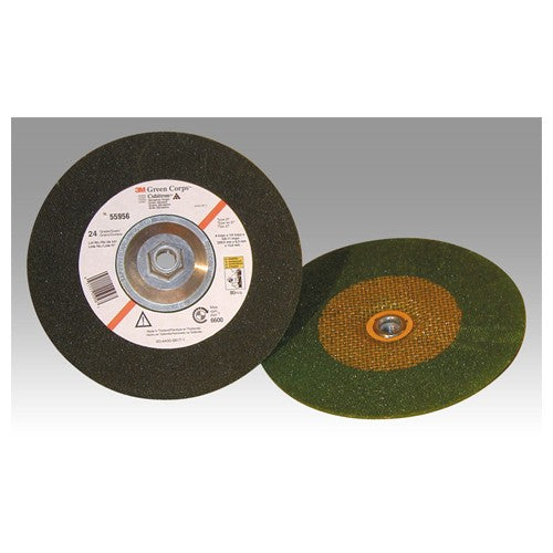 3M Green Corps Depressed Center Wheel 24 Grit 4″ × 1/4″ × 3/8″ 10 - A1 Tooling