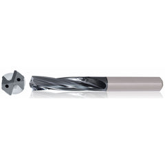 13/32″ Dia. × 12 mm Shank × 55 mm Flute Length × 102 mm OAL, 3xD, TiAlCN, 2 Flute, Coolant Thru, h6, Cylindrical, Solid Carbide Drill Series/List #5613 - Exact Industrial Supply