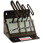 10 Piece - 3/32 - 3/8" T-Handle Style - 9'' Arm- Hex Key Set with Plain Grip in Stand - A1 Tooling