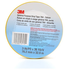 3M General Purpose Vinyl Tape 764 Yellow 3″ × 36 yd 5 mil Individually Wrapped Conveniently Packaged - A1 Tooling