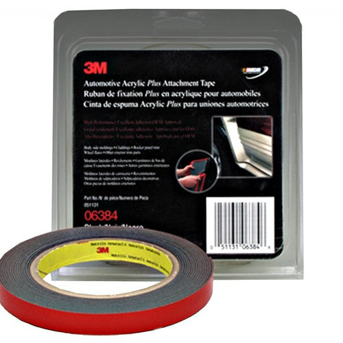 3M Automotive Acrylic Plus Attachment Tape 06384 Black 1.12 mm 1/2″ × 5 yd - A1 Tooling