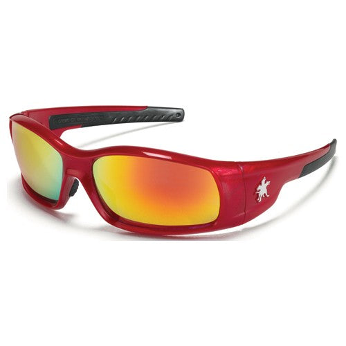 Safety Glasses - Fire Mirror Lens - Red Frame SR1 Style - A1 Tooling