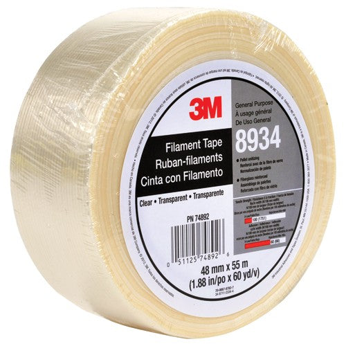 Tartan Filament Tape 8934 Clear 48 mm × 55 m 4 mil Individually Wrapped Conveniently Packaged - A1 Tooling