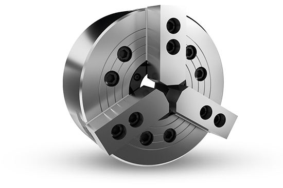 Auto Strong N-200 Series 3-jaw through-hole power chuck (adapter excluded) - Part # N-206 - Exact Industrial Supply