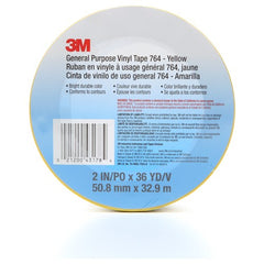 3M General Purpose Vinyl Tape 764 Yellow 2″ × 36 yd 5 mil Individually Wrapped Conveniently Packaged - A1 Tooling