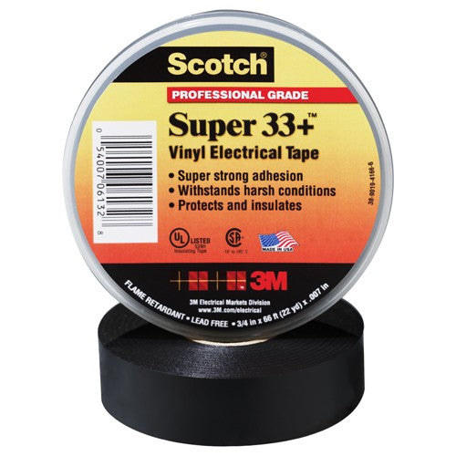 Scotch Super 33+ Vinyl Electrical Tape 3/4″ × 20 ft Black - A1 Tooling