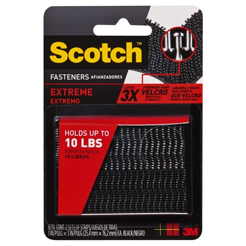 Scotch Extreme Fasteners RF6731 1″ × 3″ (25 4 mm × 76 2 mm) 2 Sets of Strips Black - A1 Tooling