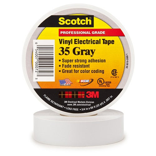 Scotch Vinyl Color Coding Electrical Tape 35 3/4″ × 66 ft Gray - A1 Tooling